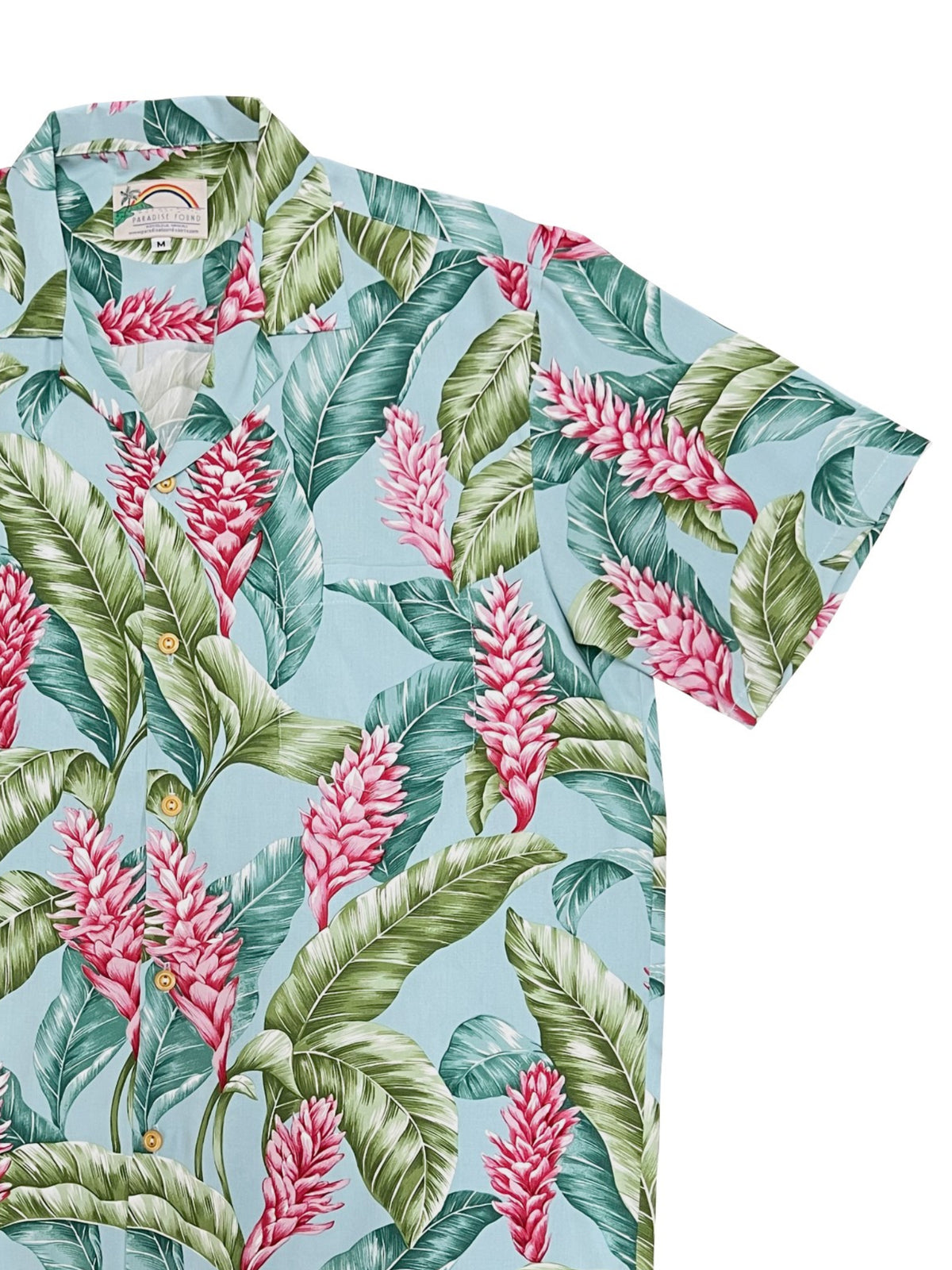 Paradise Found - Red Ginger Aqua Men's Hawaiian Shirt