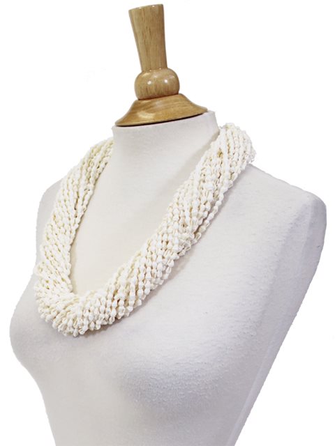 Ka Makani - 24-Strand White Nasa Shell Lei