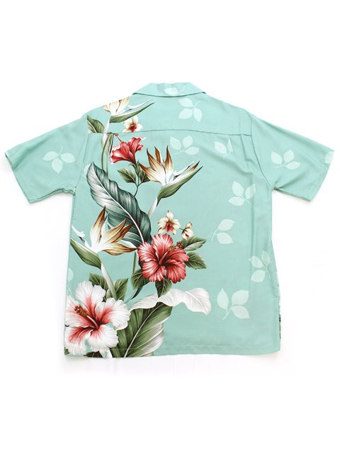 Royal Hawaiian Creations - Tropical Flowers Teal Rayon Men's