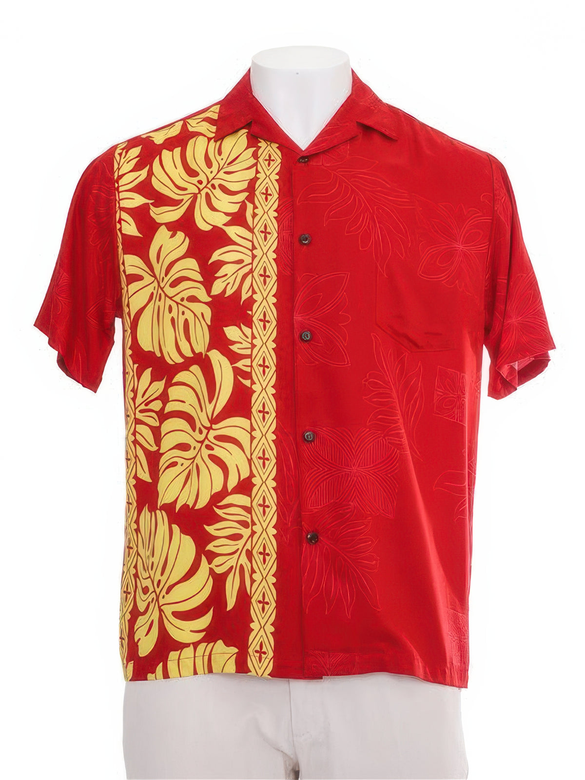 Hilo Hattie - Prince Kuhio Red & Gold Rayon Men's Hawaiian Shirt