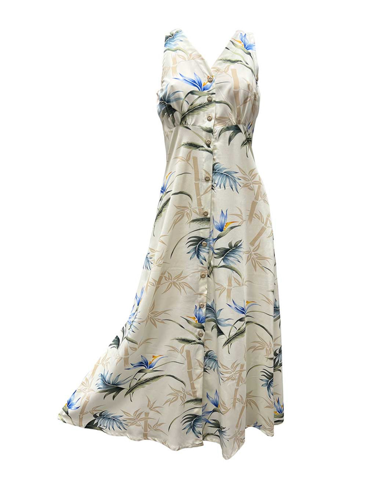 Paradise Found - Bamboo Paradise Cream Rayon Hawaiian Long Dress