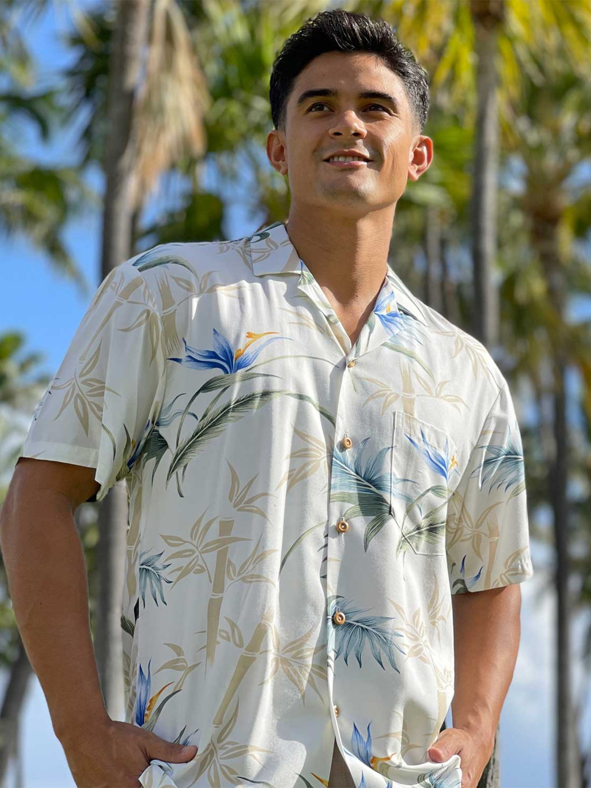 Paradise Found - Bamboo Paradise Cream Rayon Men's Hawaiian Shirt