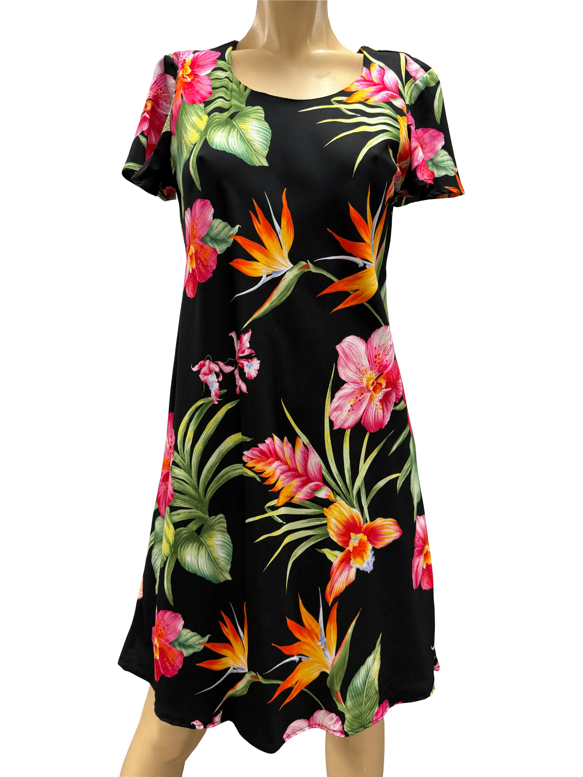 Blooms in Paradise A-Line Dress with Cap Sleeves