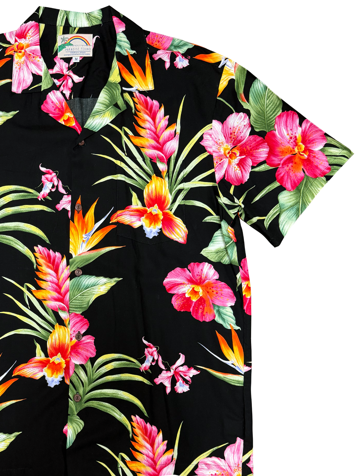 Paradise Found - Blooms in Paradise Black Rayon Men's Hawaiian Shirt