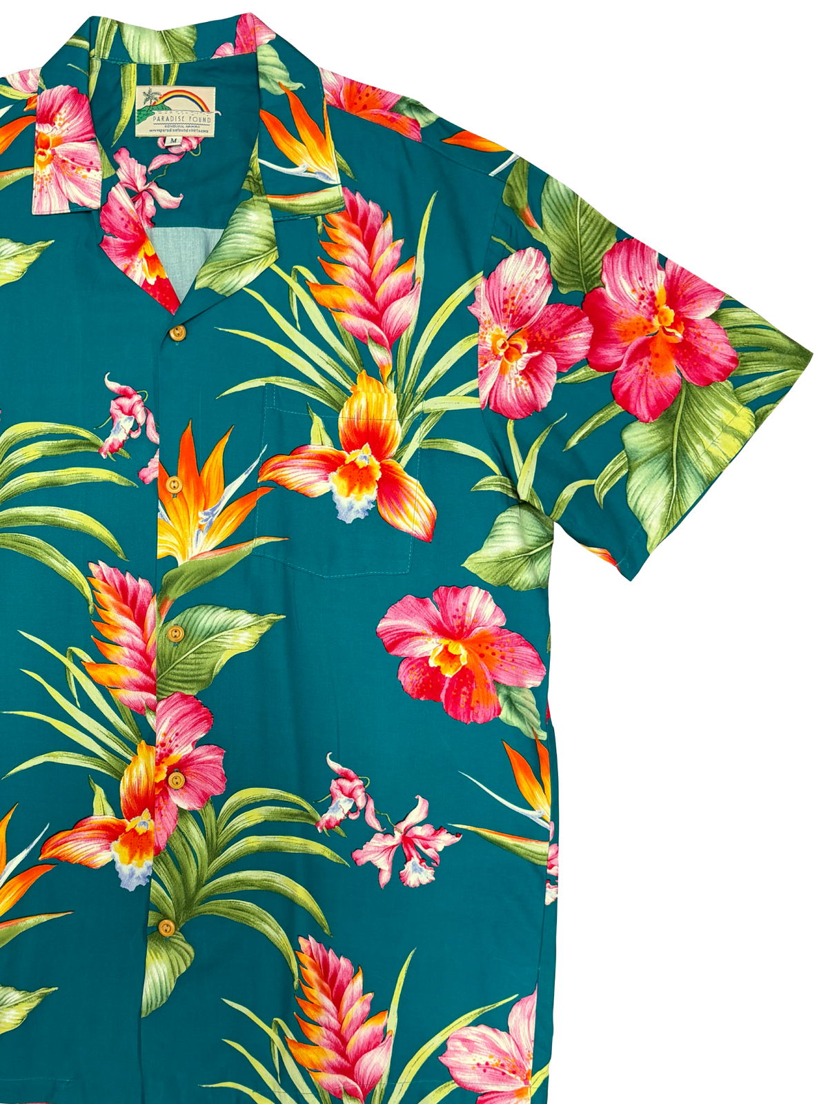Paradise Found - Blooms in Paradise Cyan Rayon Men's Hawaiian Shirt