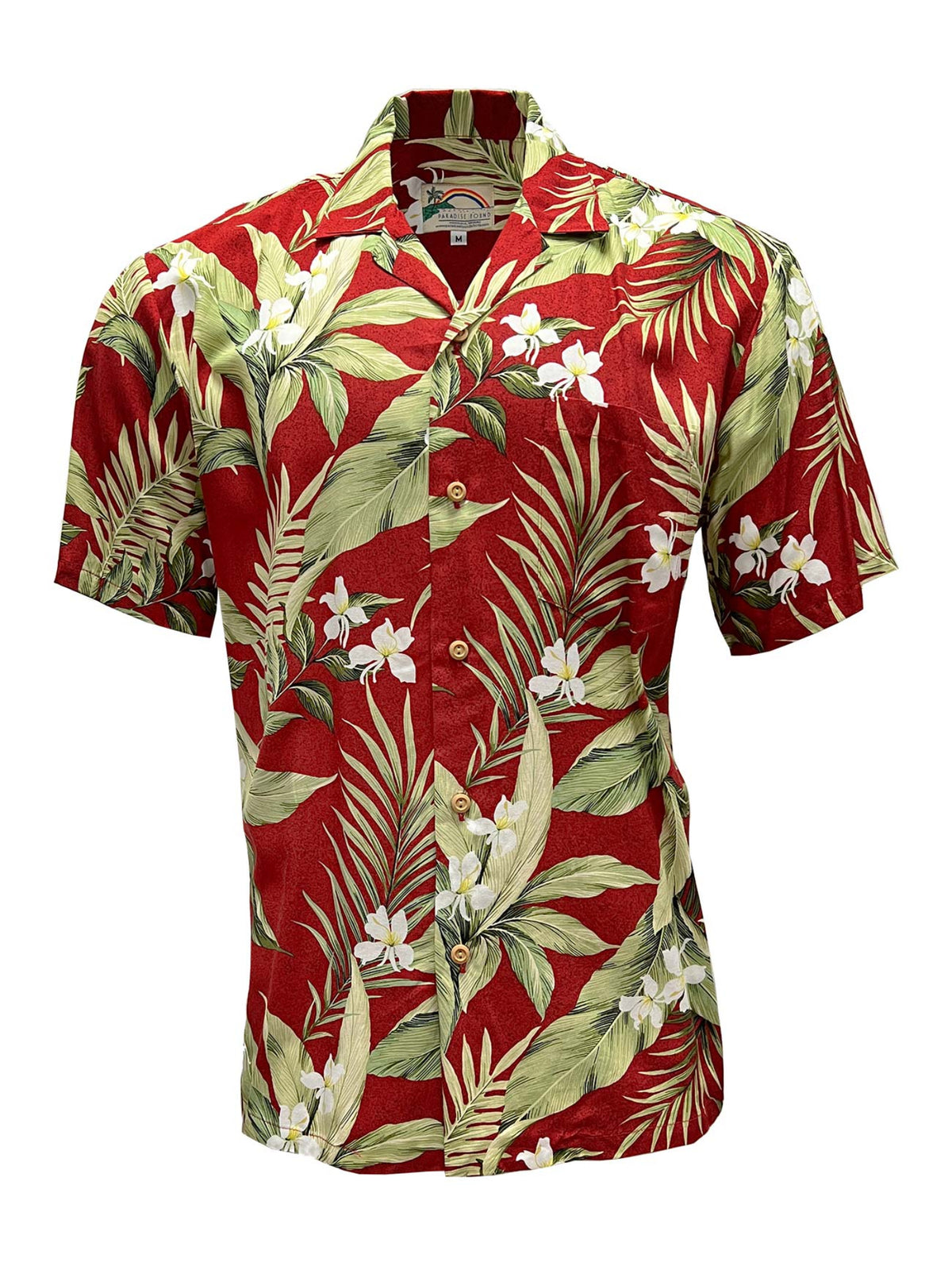 Paradise Found -White Ginger Red Rayon Men's Hawaiian Shirt