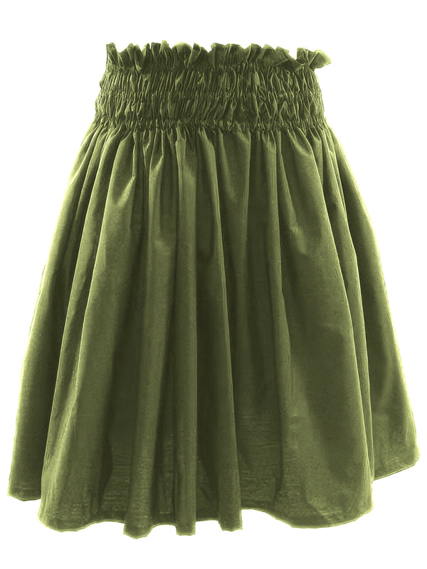 Ka Makani - Solid Olive Poly Cotton Hula Pau Skirt / 3 Bands