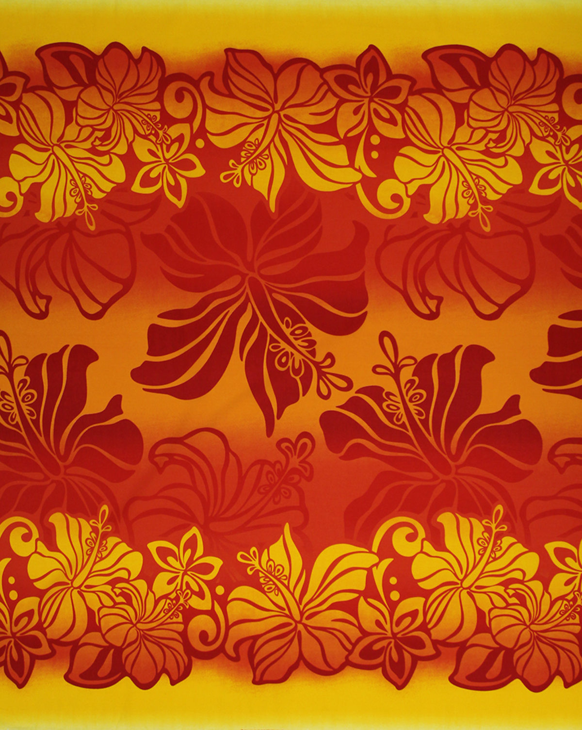 Ka Makani - Hibiscus Gradation Orange & Red Poly Cotton Hawaiian Fabric LW-25-972