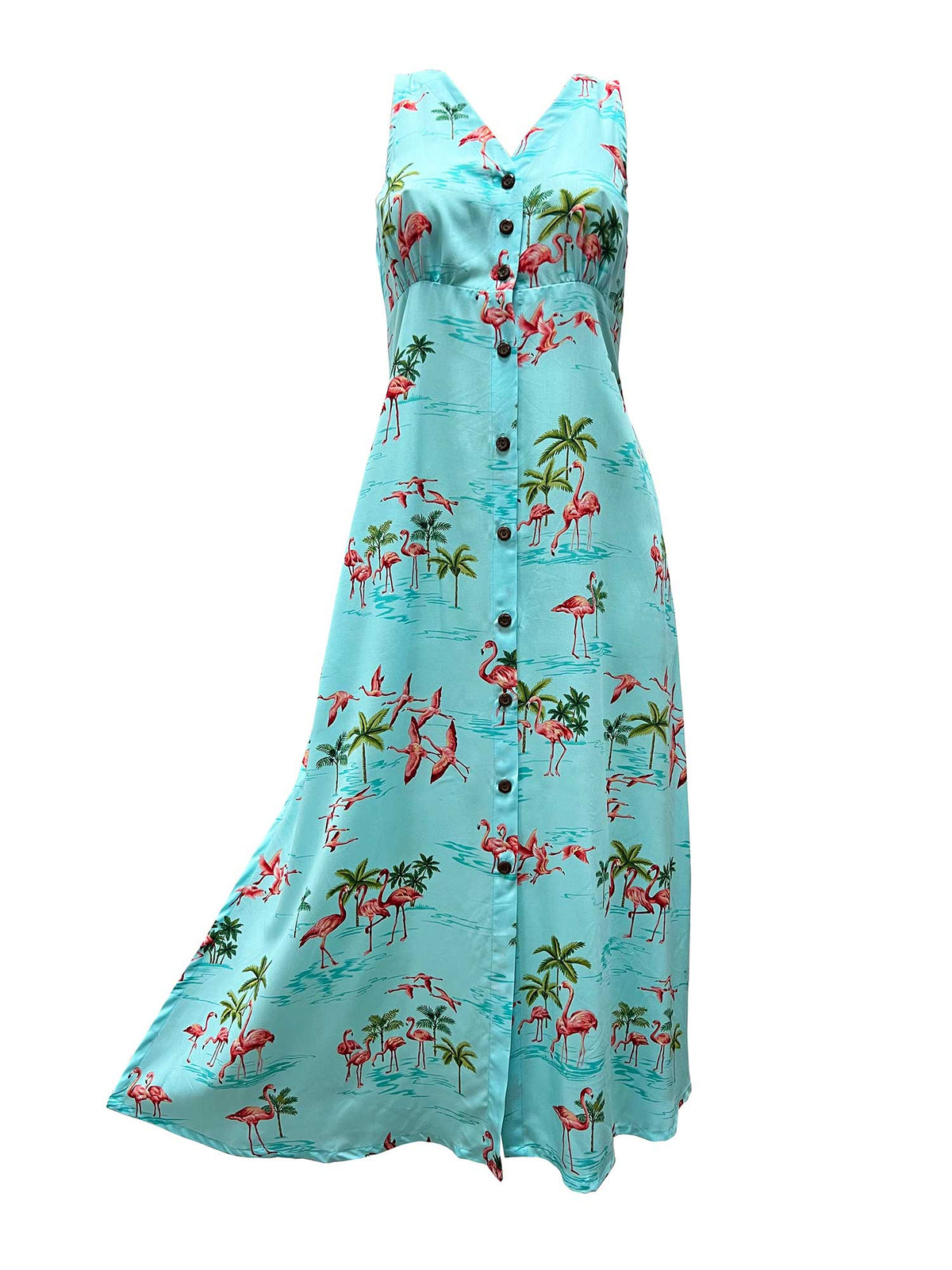 Paradise Found - Flamingo Lagoon Rayon Hawaiian Long Dress