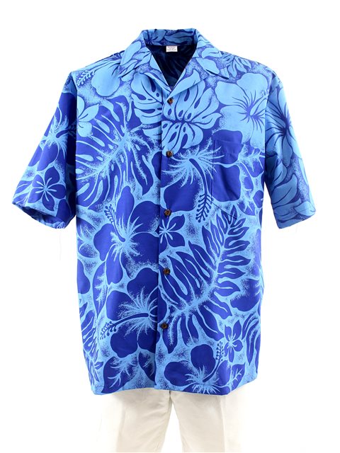 Ka Makani - Gradation Medley Navy Poly Cotton Men's Hawaiian Shirt