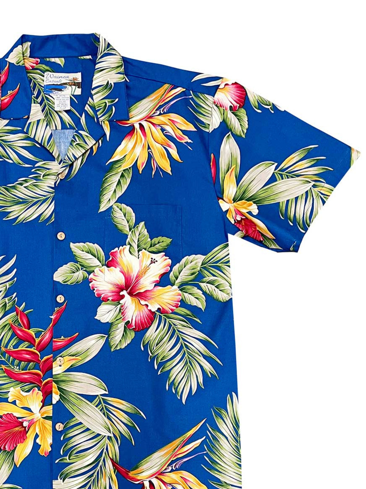 Waimea Casuals - Orchid Paradise Blue Cotton Men's Hawaiian Shirt