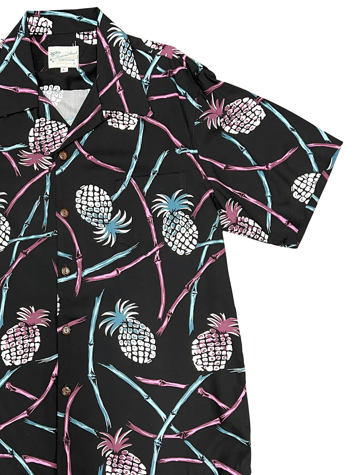 Paradise Found - Pineapple Bamboo Black Rayon Men's Hawaiian Shirt
