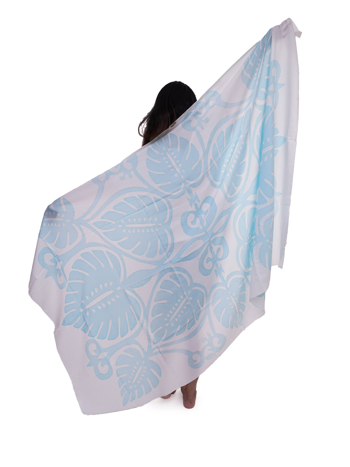 Ka Makani - Monstera Light Blue Hand Printed Pareo Sarong