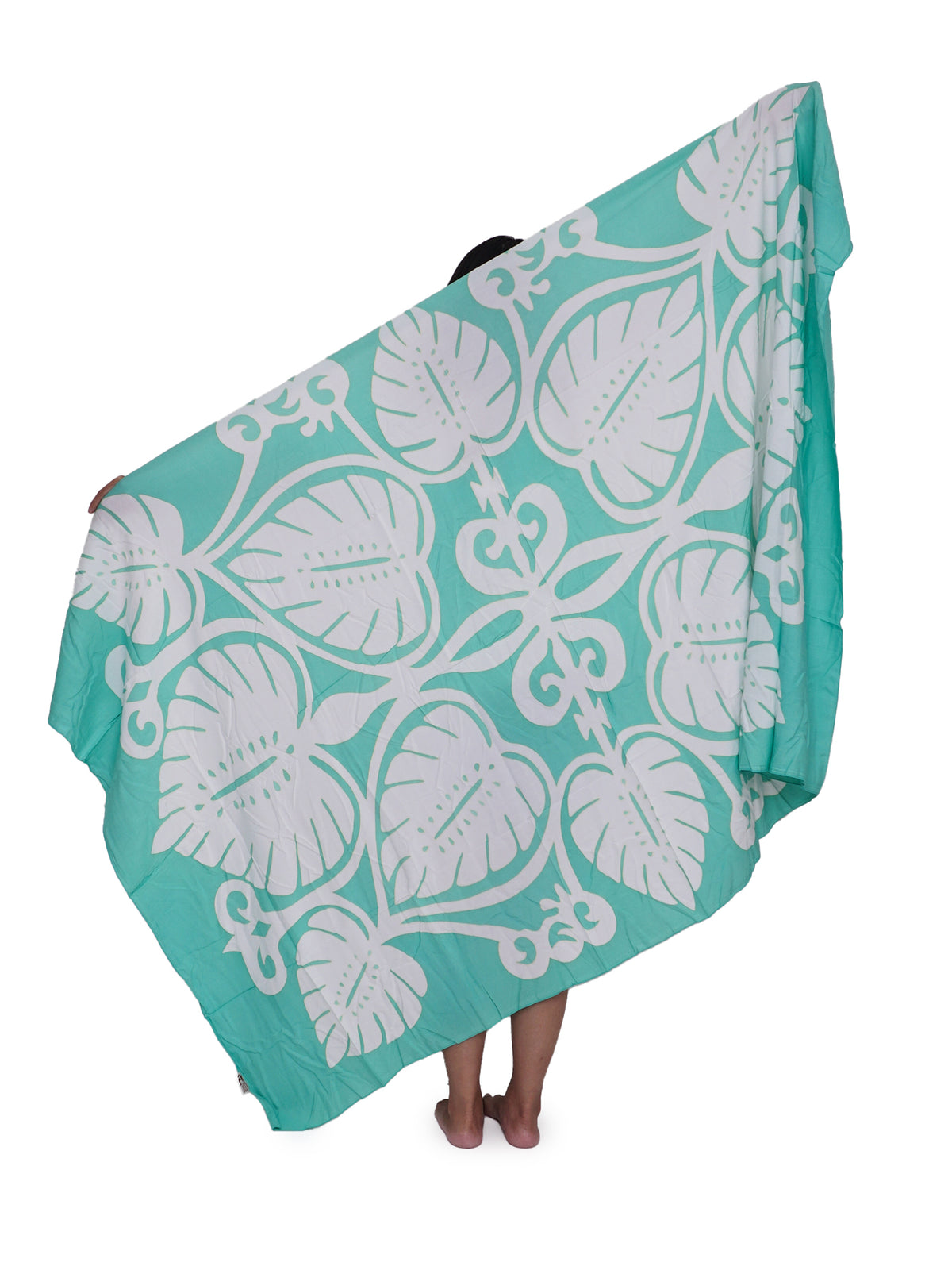 Ka Makani - Monstera White & Green Hand Printed Pareo Sarong