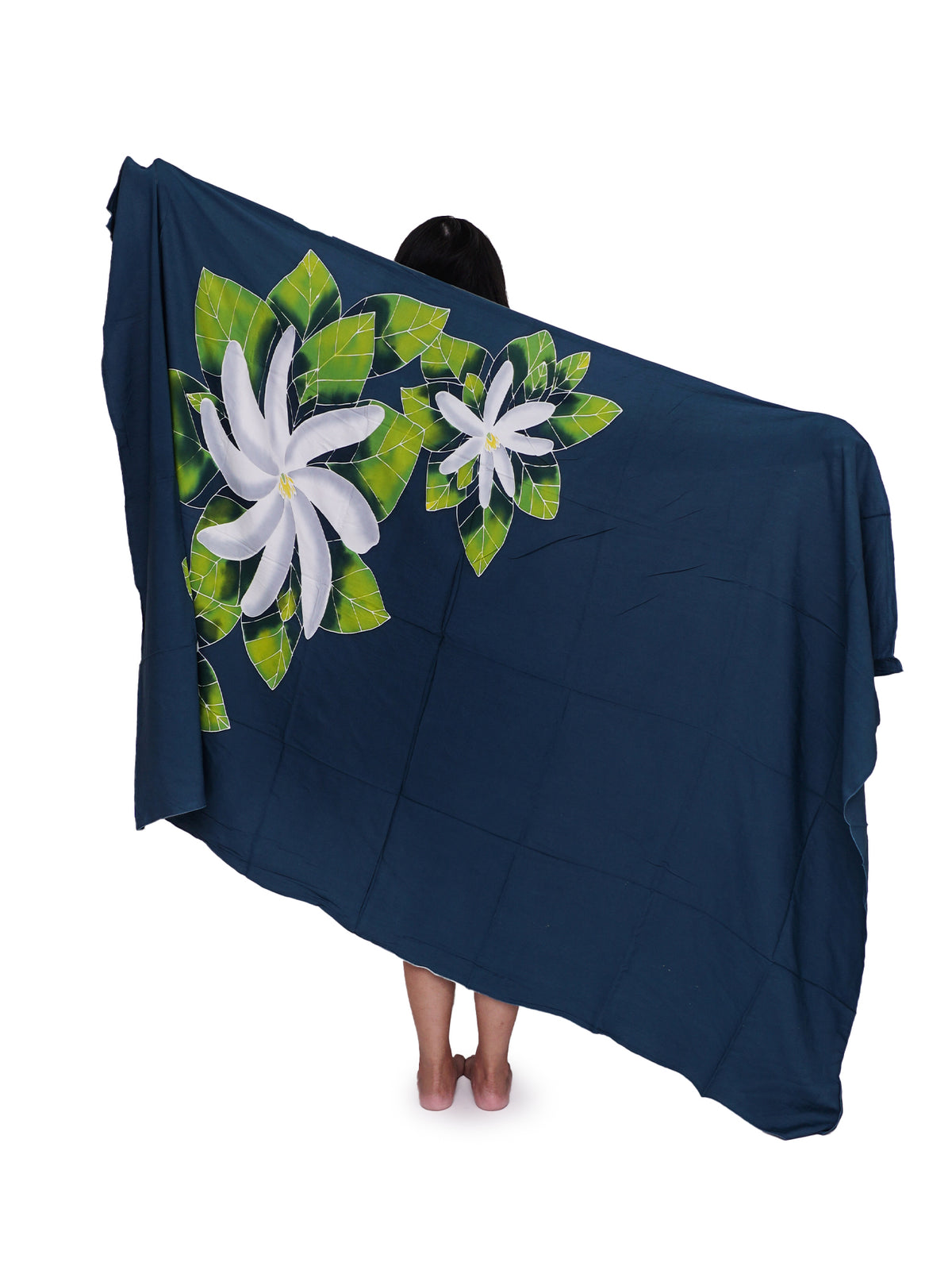 Ka Makani - Tiare Navy Hand Printed Pareo Sarong