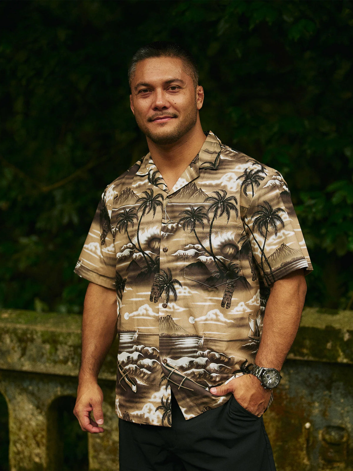 Royal Hawaiian Creations - Tiki Waikiki Sand Cotton Men's Hawaiian Shirt