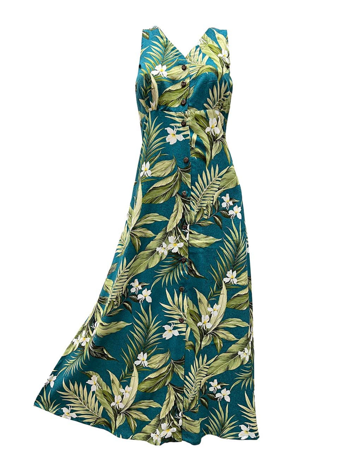 Paradise Found - White Ginger Jade Rayon Hawaiian Long Dress