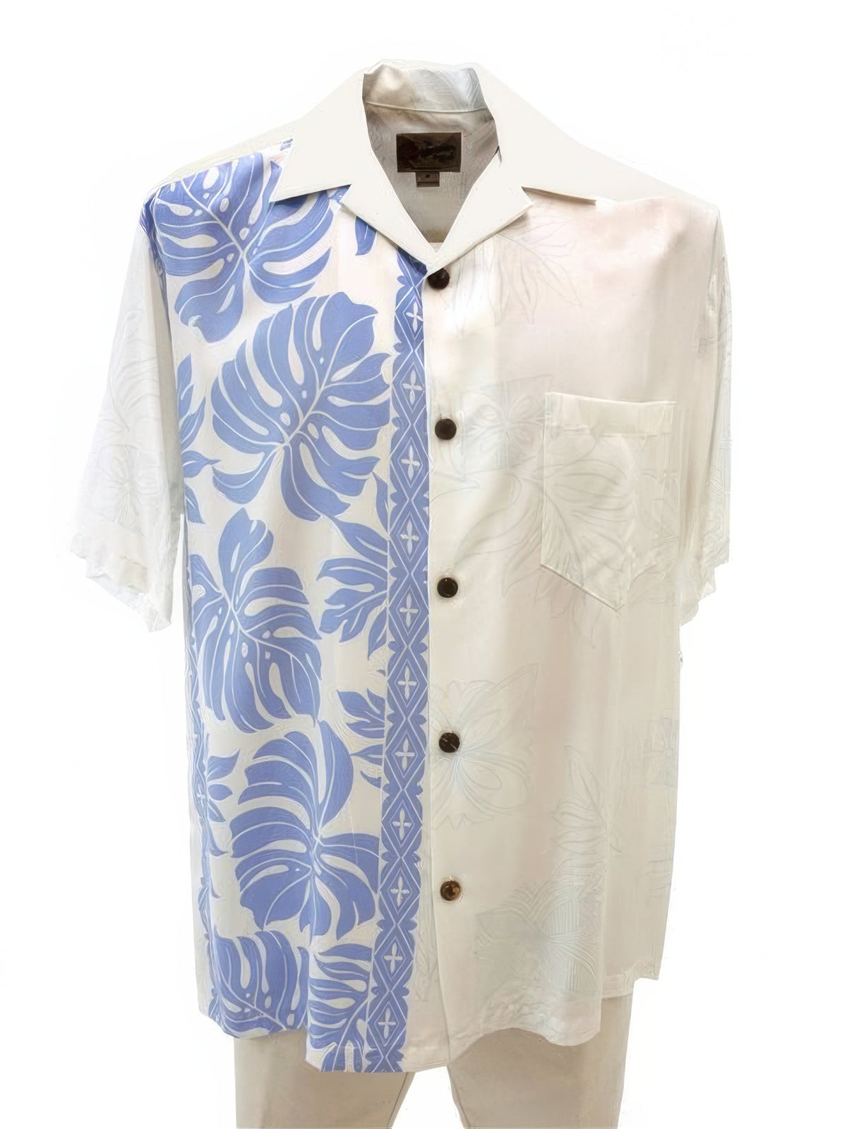 Hilo Hattie - Prince Kuhio White & Blue Rayon Men's Hawaiian Shirt