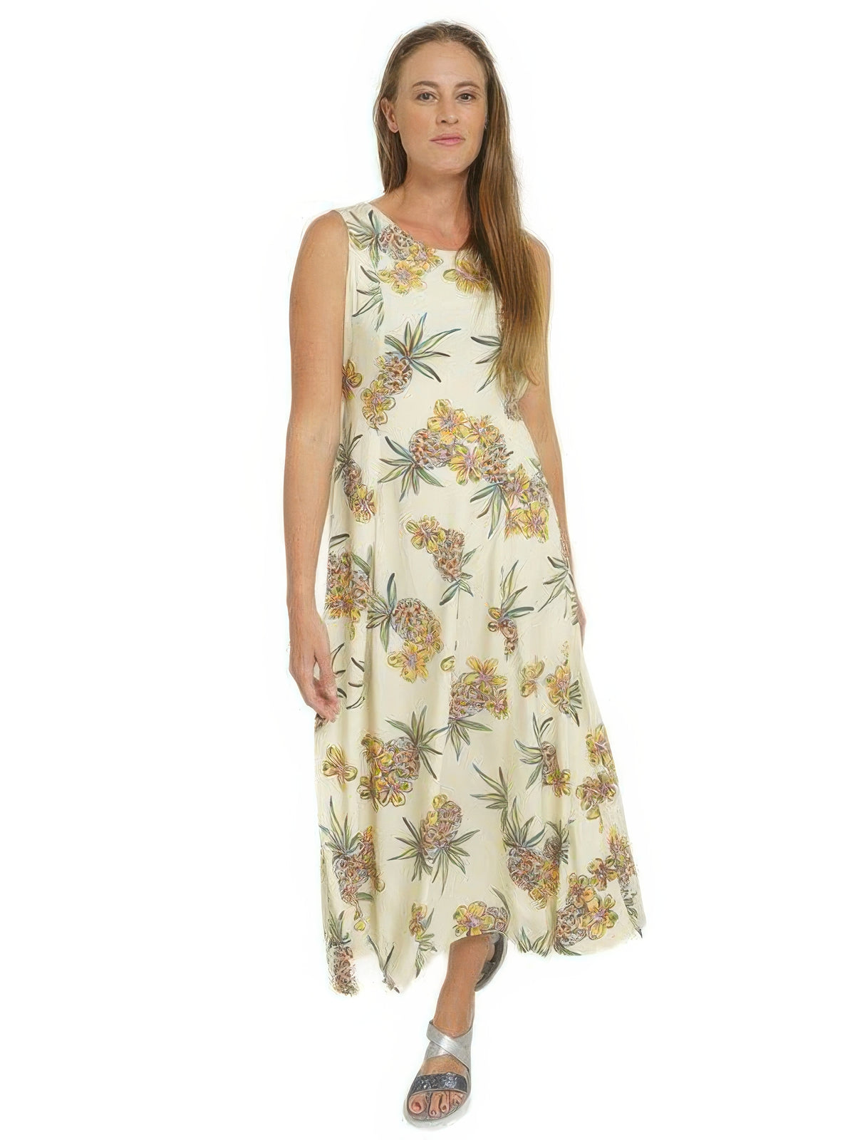 Two Palms - Hale Kahiki Cream Rayon Hawaiian Dress