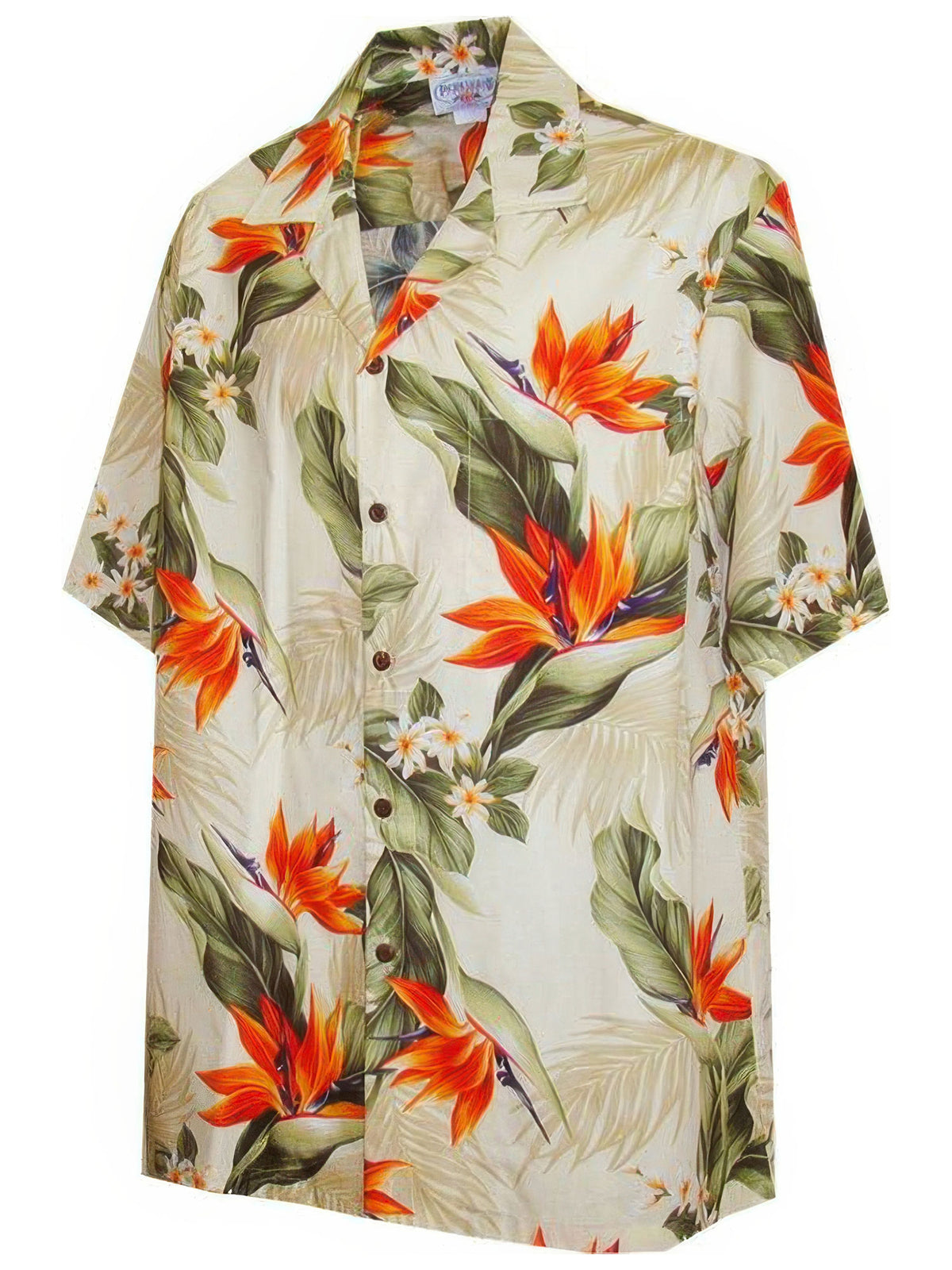 Pacific Legend - Bird of Paradise Cream Cotton Men's Hawaiian Shirt