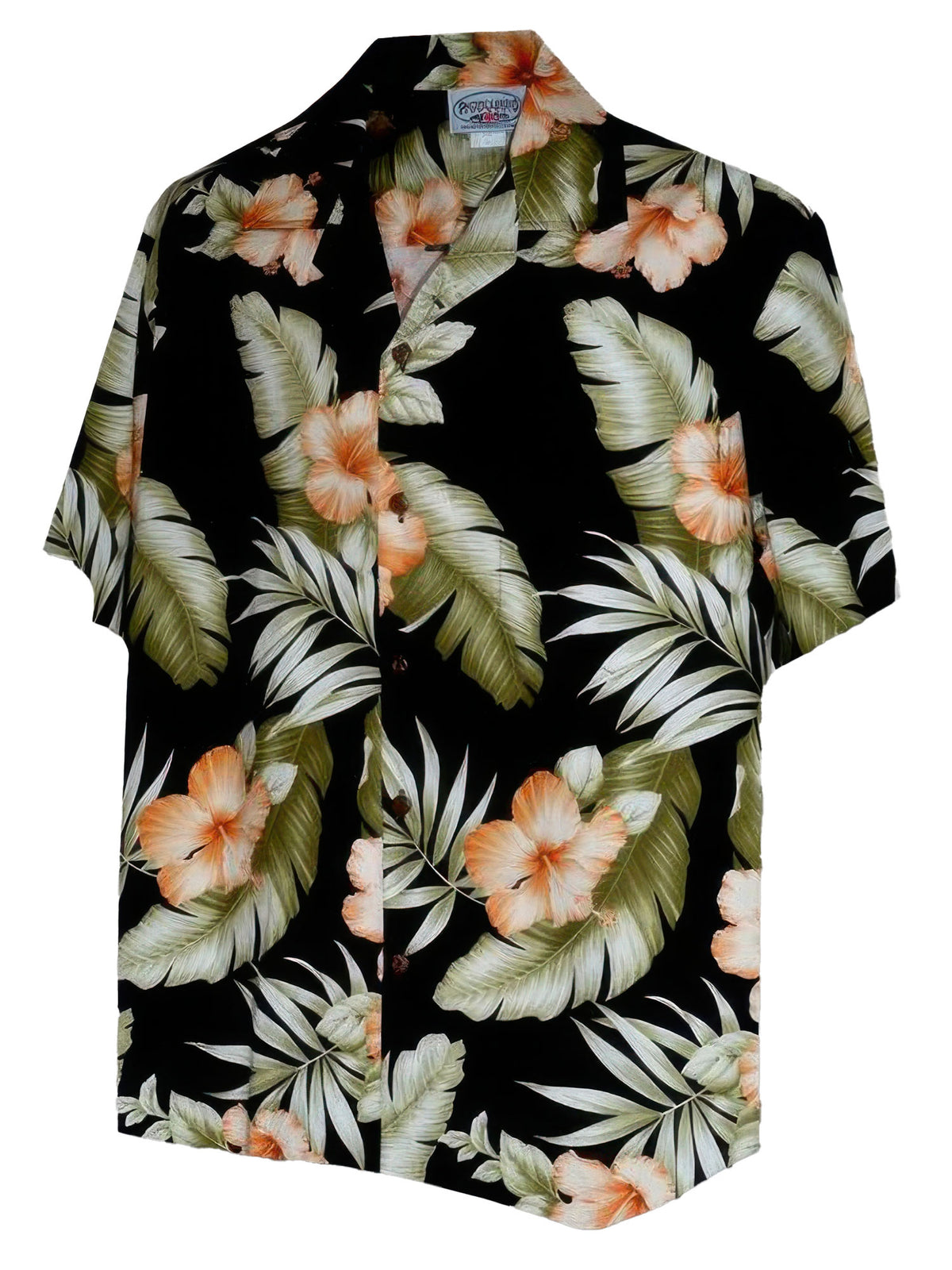 Pacific Legend - Hibiscus & Monstera Black Cotton Men's Hawaiian Shirt