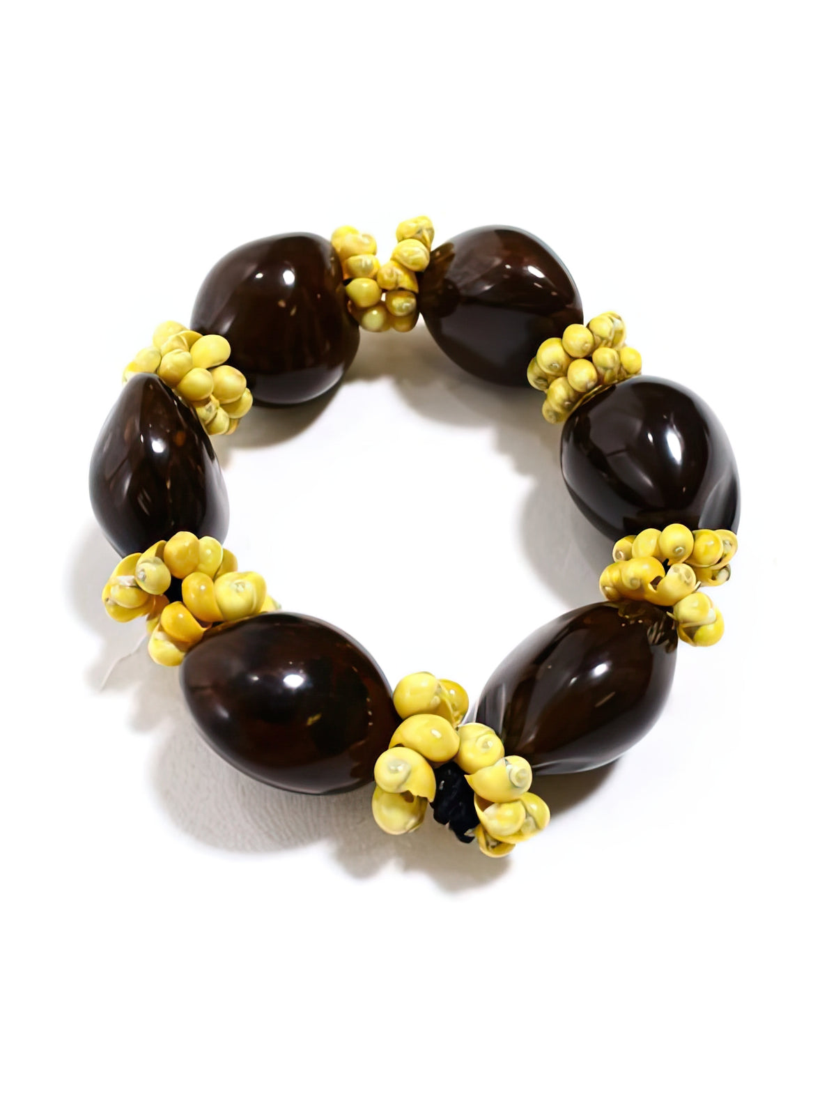 Ka Makani - Yellow Brown Kukui Nut & Mongo Shell Combination Bracelet