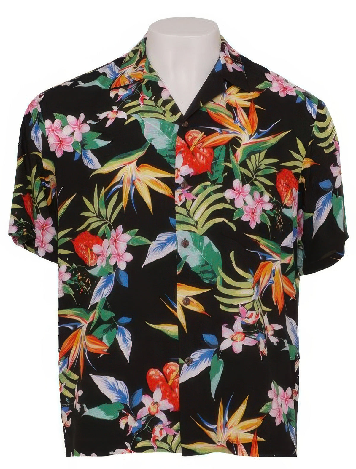 Two Palms - Passion Paradise Black Rayon Men's Hawaiian Shirt
