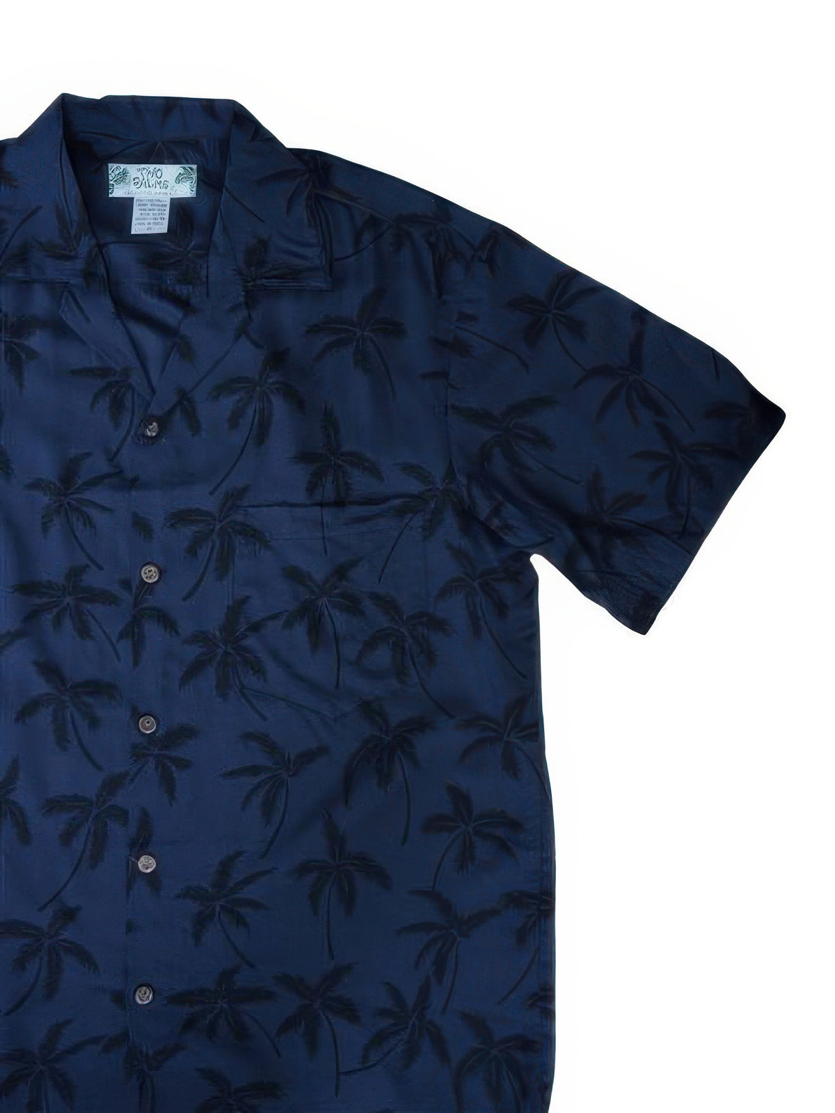 Two Palms - Palm Tree Black Rayon Men's Hawaiian Shirt