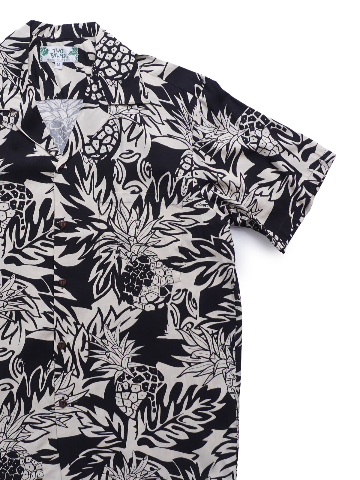 Two Palms - Wild Pineapple Black Rayon Men's Hawaiian Shirt