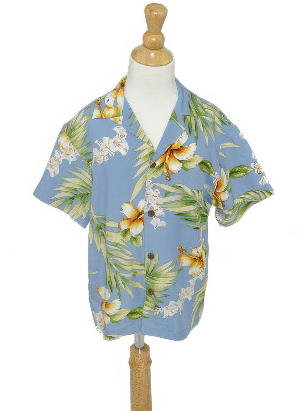 Two Palms - Tuberose Blue Rayon Boys Hawaiian Shirt