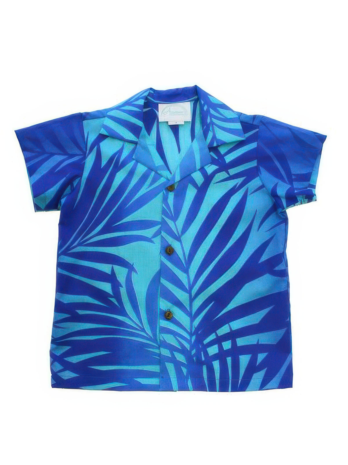 Anuenue - Ginger Turquoise & Royal Poly Cotton Boys Hawaiian Shirt