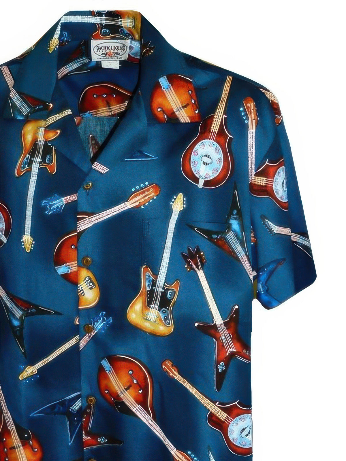 Pacific Legend - Guitars Navy Cotton Men's Hawaiian Shirt