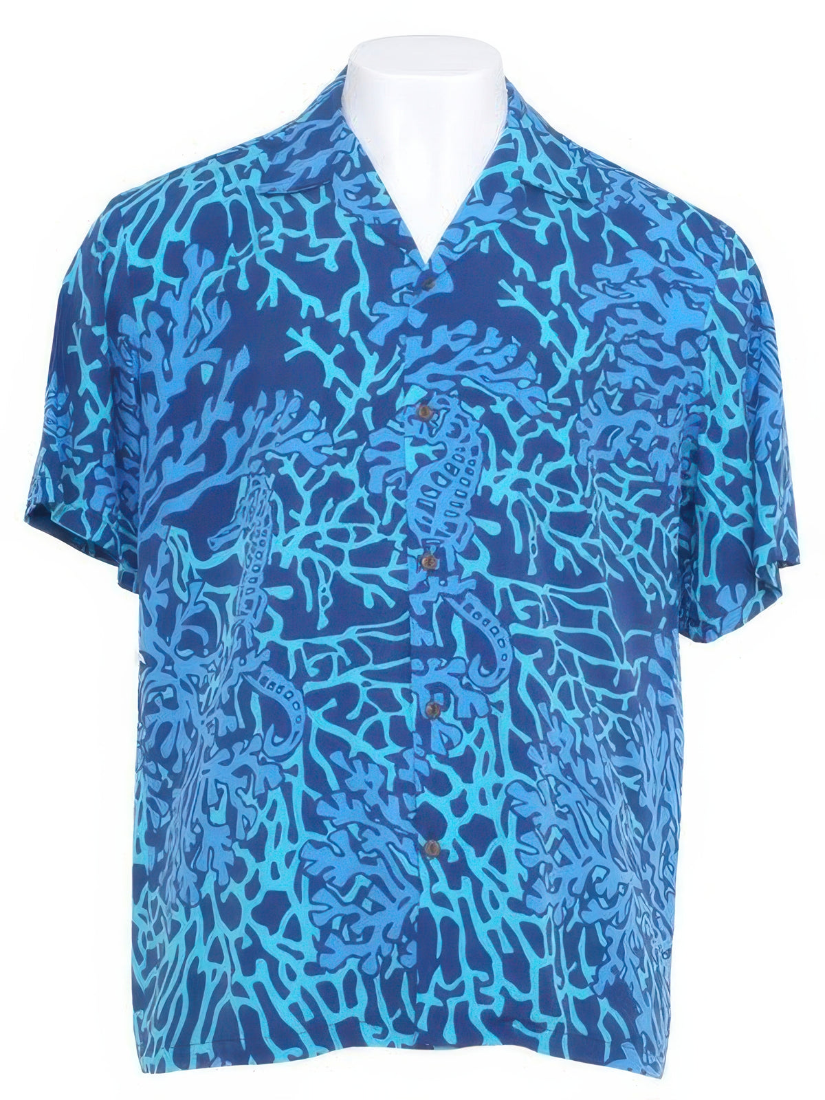 Anuenue - Coral Seahorse Navy Rayon Men's Hawaiian Shirt