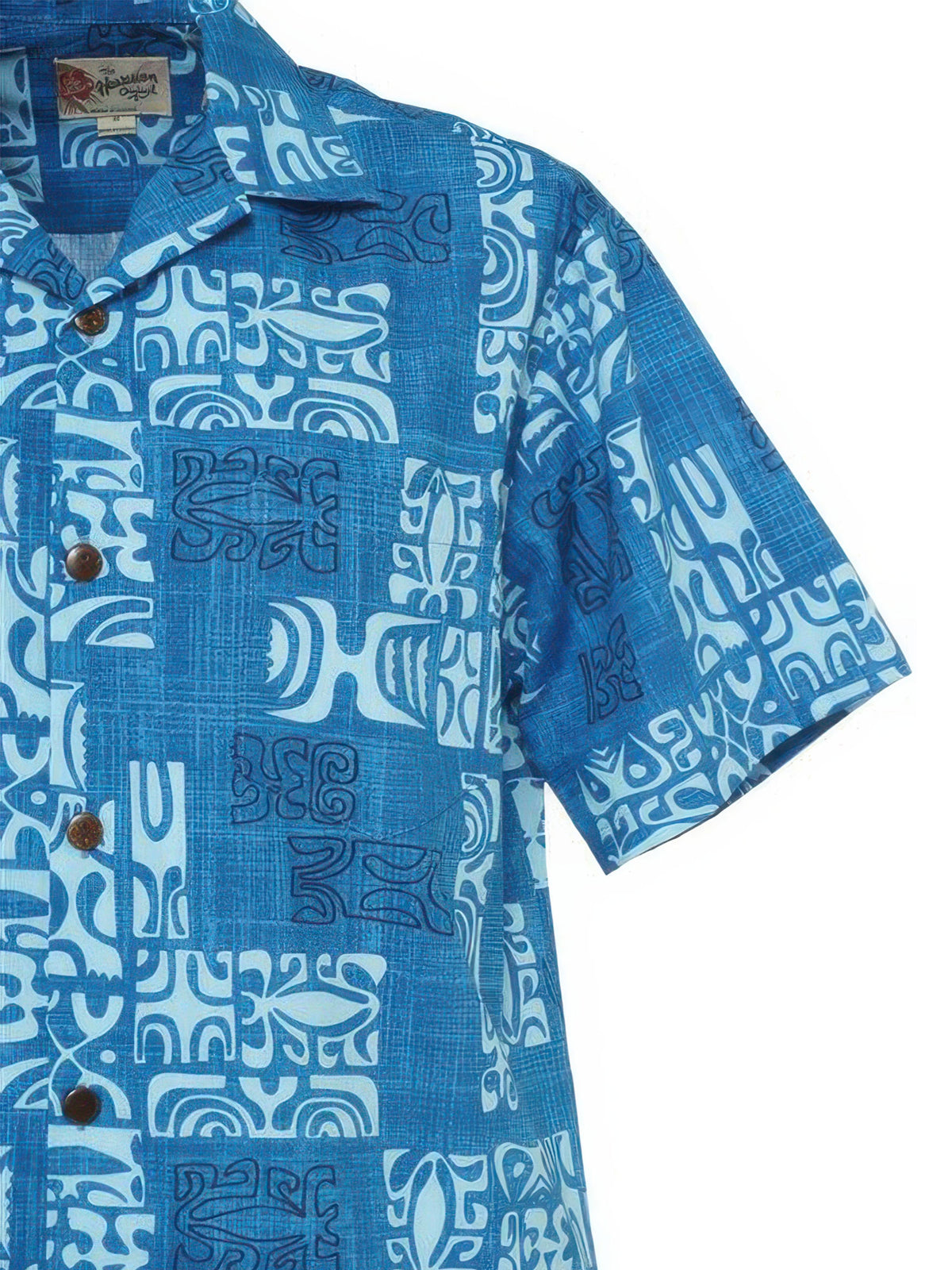 Hilo Hattie - Petro Blue Cotton Men's Hawaiian Shirt