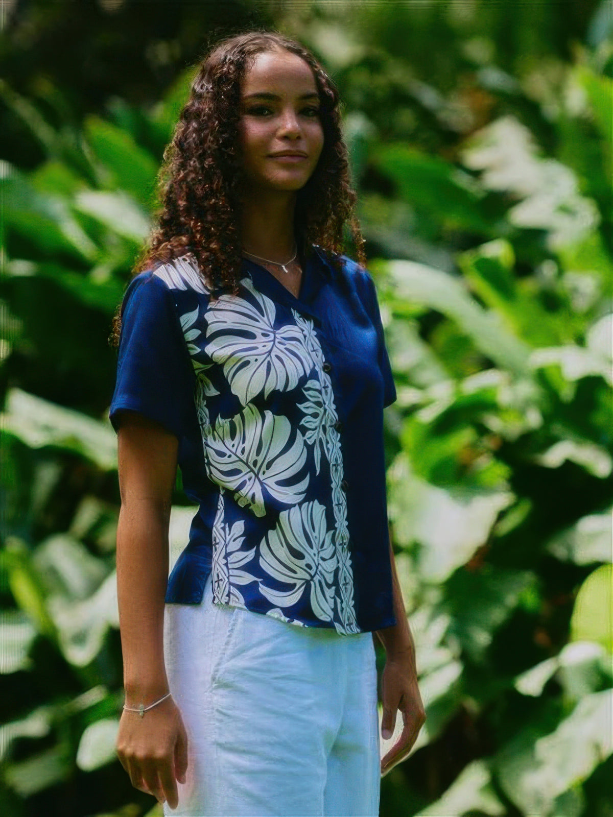 Hilo Hattie - Prince Kuhio Navy & White Rayon Women's Hawaiian Shirt