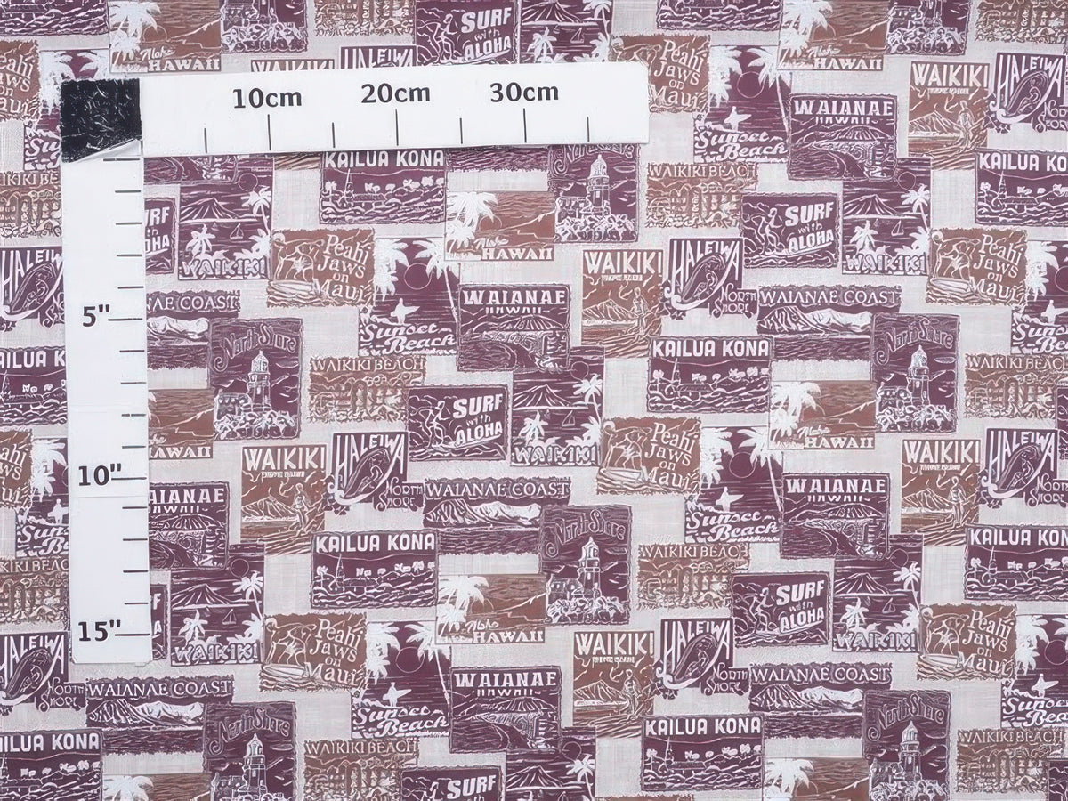 Ka Makani - Hawaii Beaches & Islands Cream 100% Cotton Hawaiian Fabric OSA-126