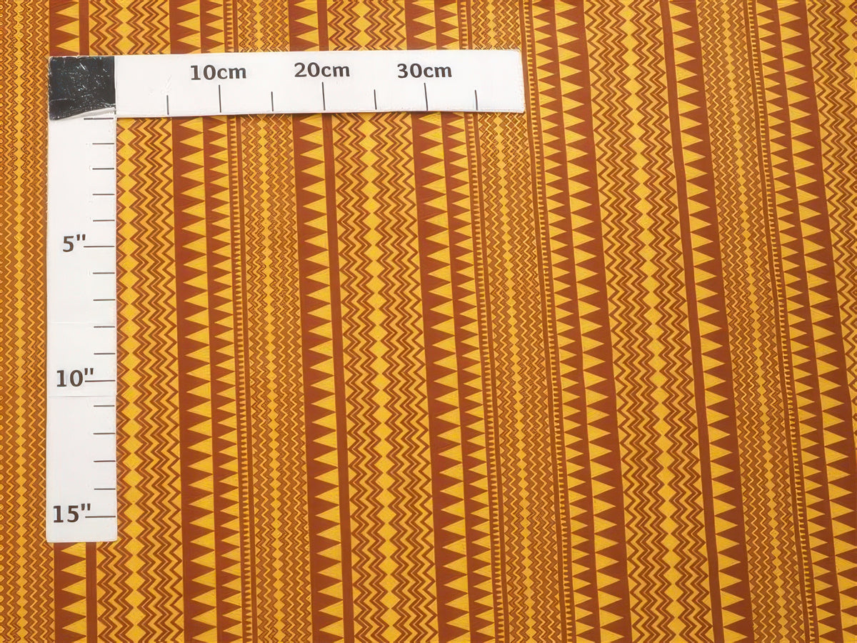 Ka Makani - Polynesian Border Mustard Poly Cotton Hawaiian Fabric SLW-010