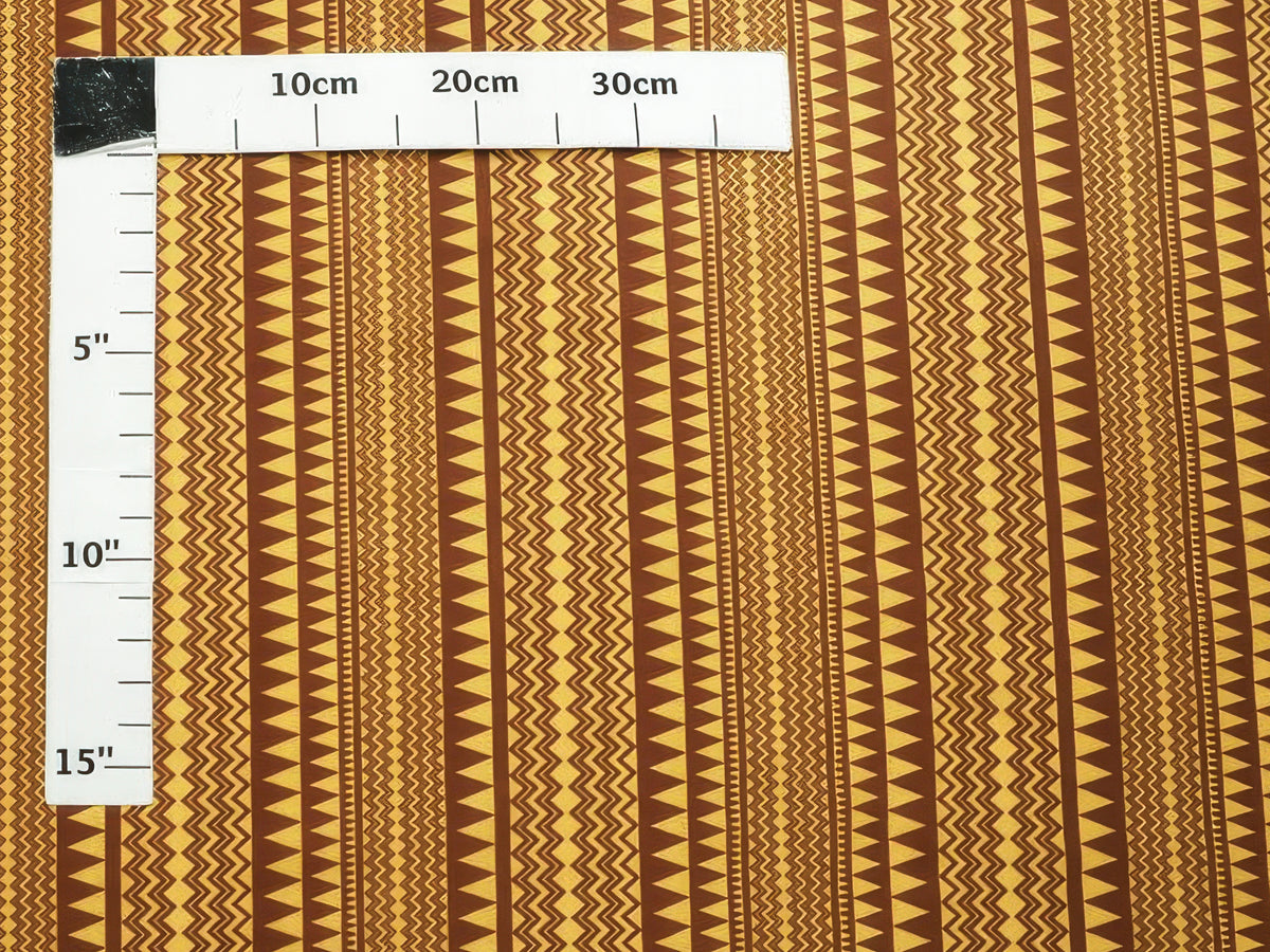 Ka Makani - Polynesian Border Mustard Poly Cotton Hawaiian Fabric SLW-010