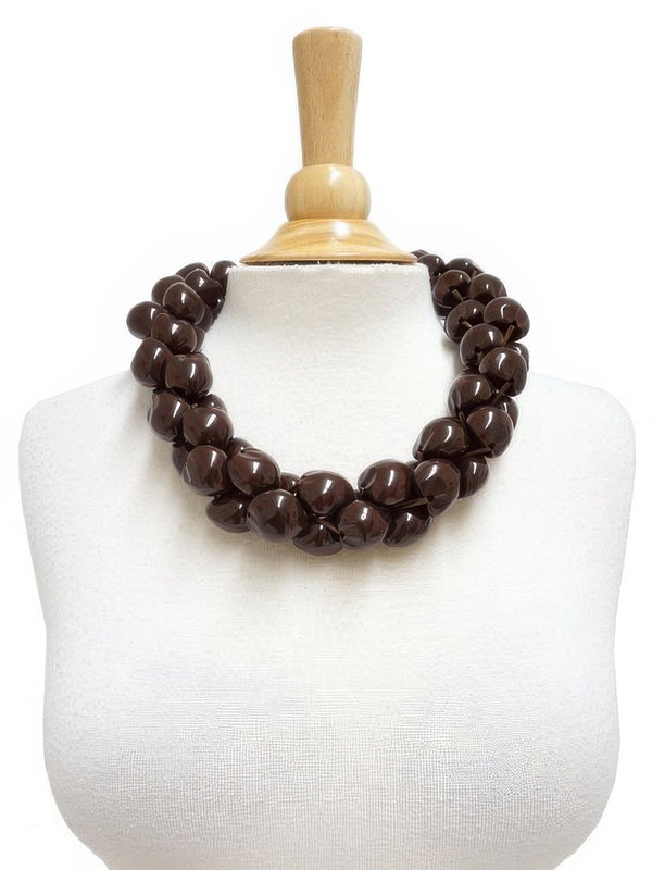 Ka Makani - Brown 54 nuts Braided Kukui Choker