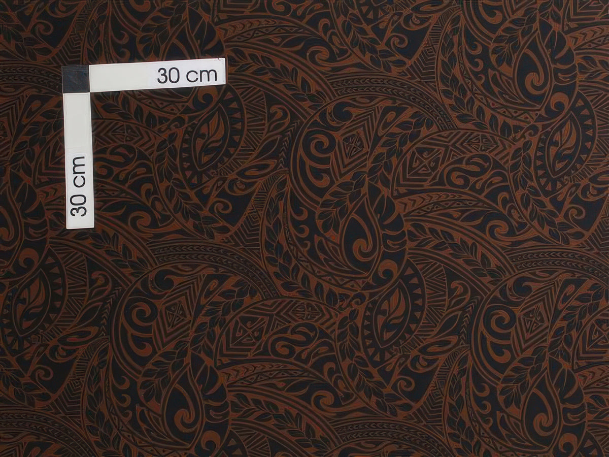 Ka Makani - Tapa Wave Brown & Black Poly Cotton Hawaiian Fabric BQ-11-788
