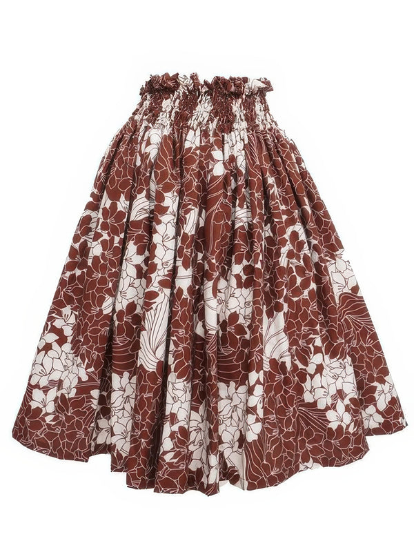 Ka Makani - Puakenikeni Brown & Cream Poly Cotton Hula Pau Skirt / 3 Bands
