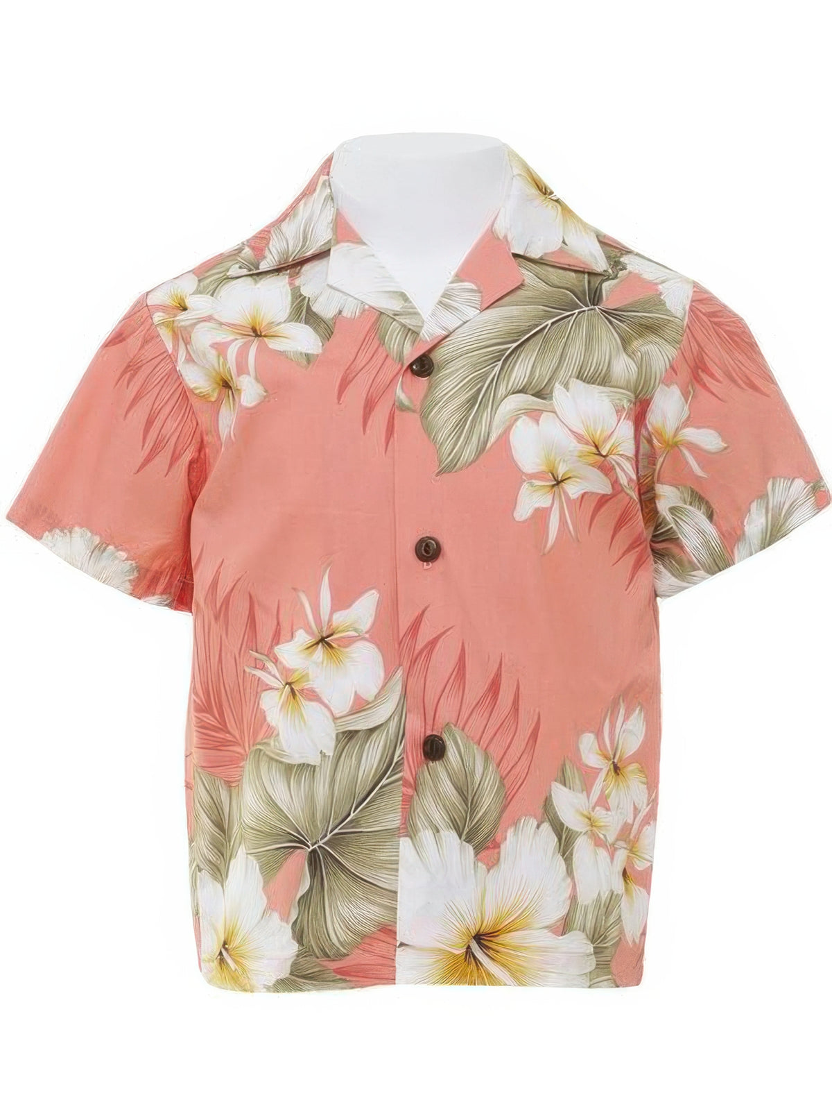 Anuenue - Hibiscus Trend Coral Cotton Boys Hawaiian Shirt