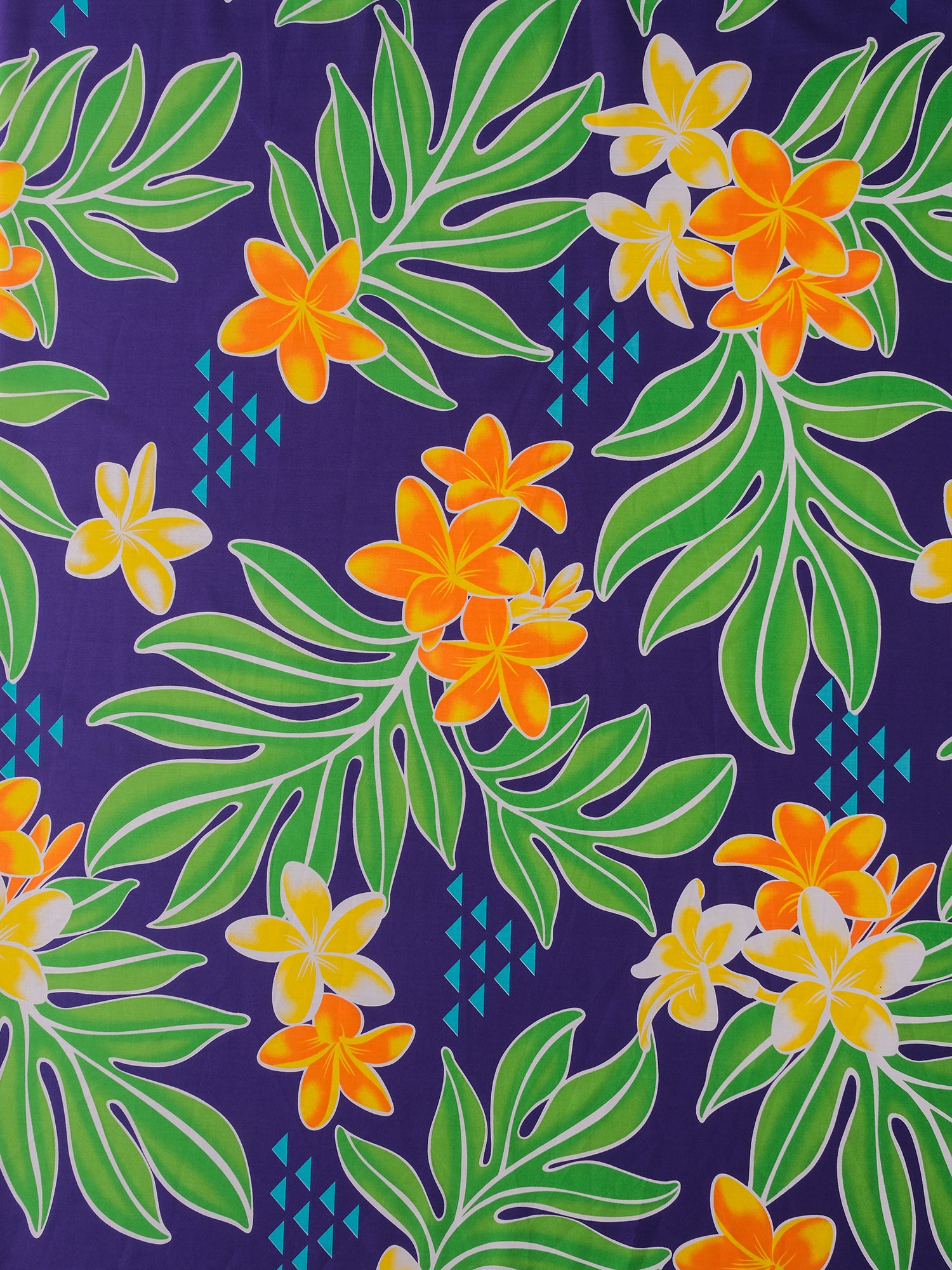 Ka Makani - Plumeria & Leaf Purple Poly Cotton Hula Pau Skirt / 3