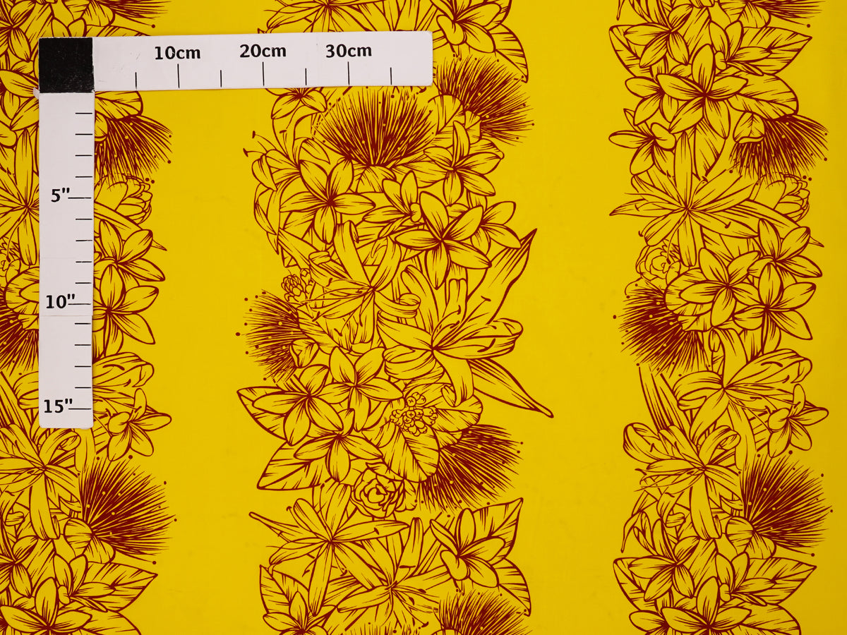 Ohia Lehua & Plumeria Yellow Poly Cotton LW-24-945