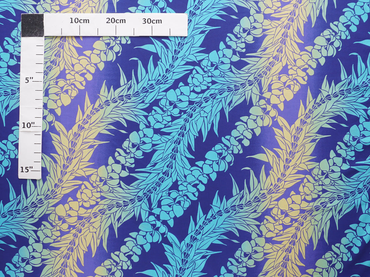 Ka Makani - Ombre Flower Lei Purple & Turquoise Poly Cotton Hawaiian Fabric LW-25-975