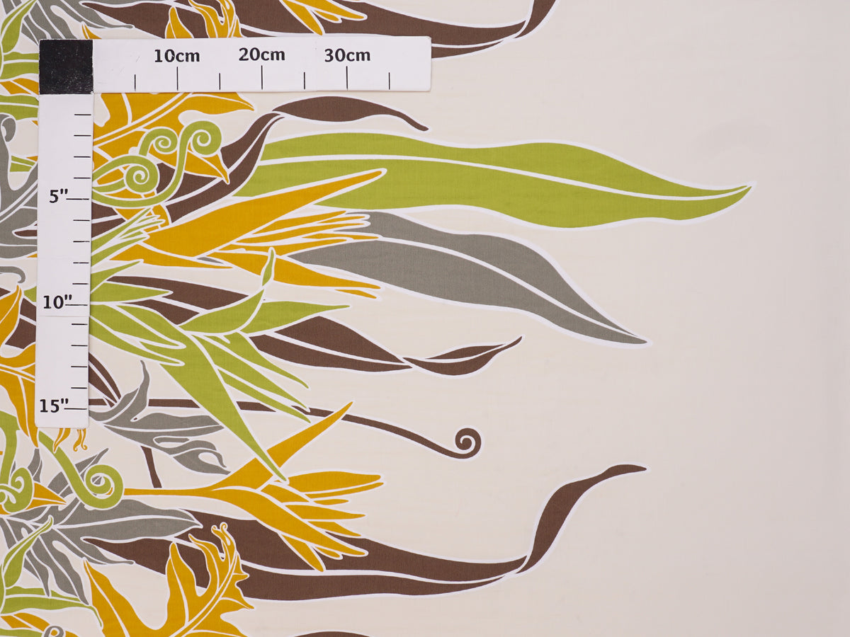 Bird of Paradise & Palm Leaves Natural & Multi Poly Cotton LW-24-943