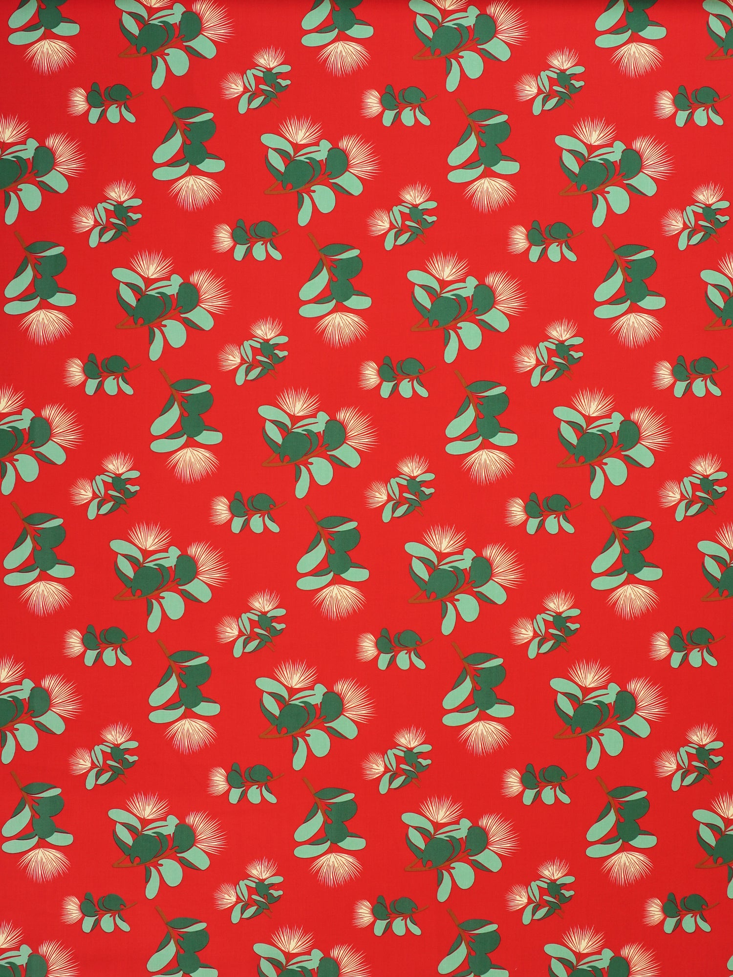 Ka Makani - Ohia Lehua Red Poly Cotton Hula Pau Skirt / 3 Bands