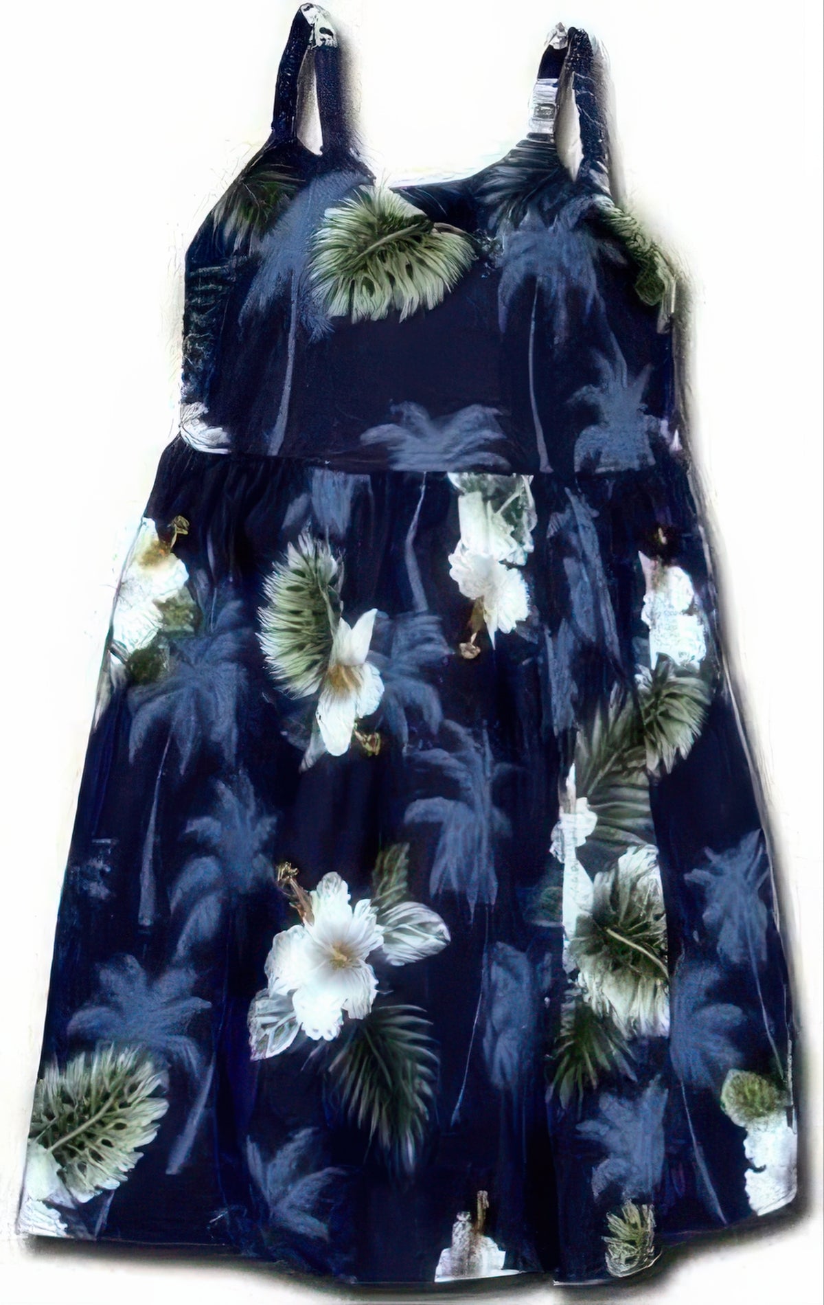 Pacific Legend - Hibiscus Monstera Navy Cotton Toddlers Hawaiian Bungee Dress