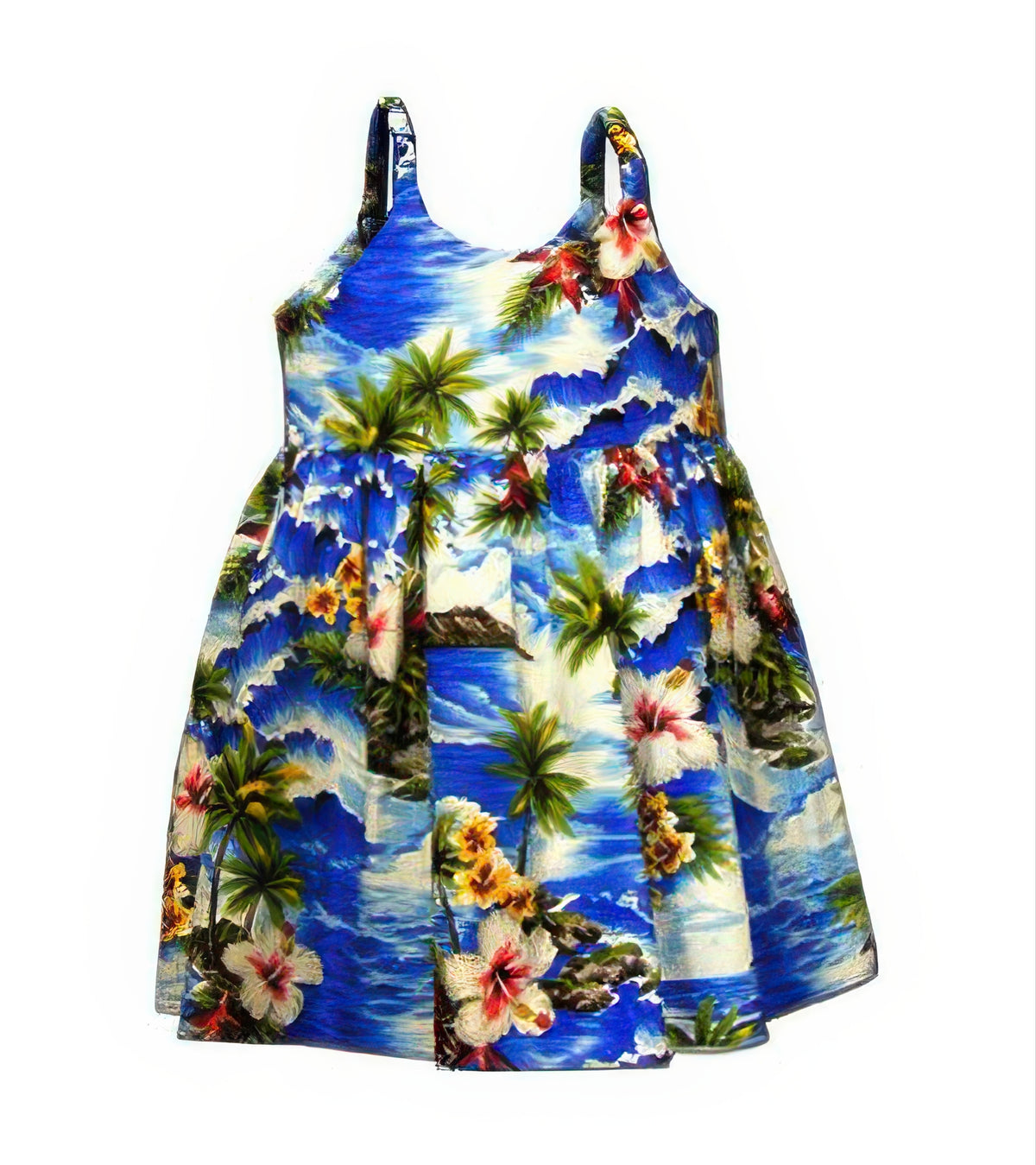 Pacific Legend - Diamond Head Blue Cotton Toddlers Hawaiian Bungee Dress