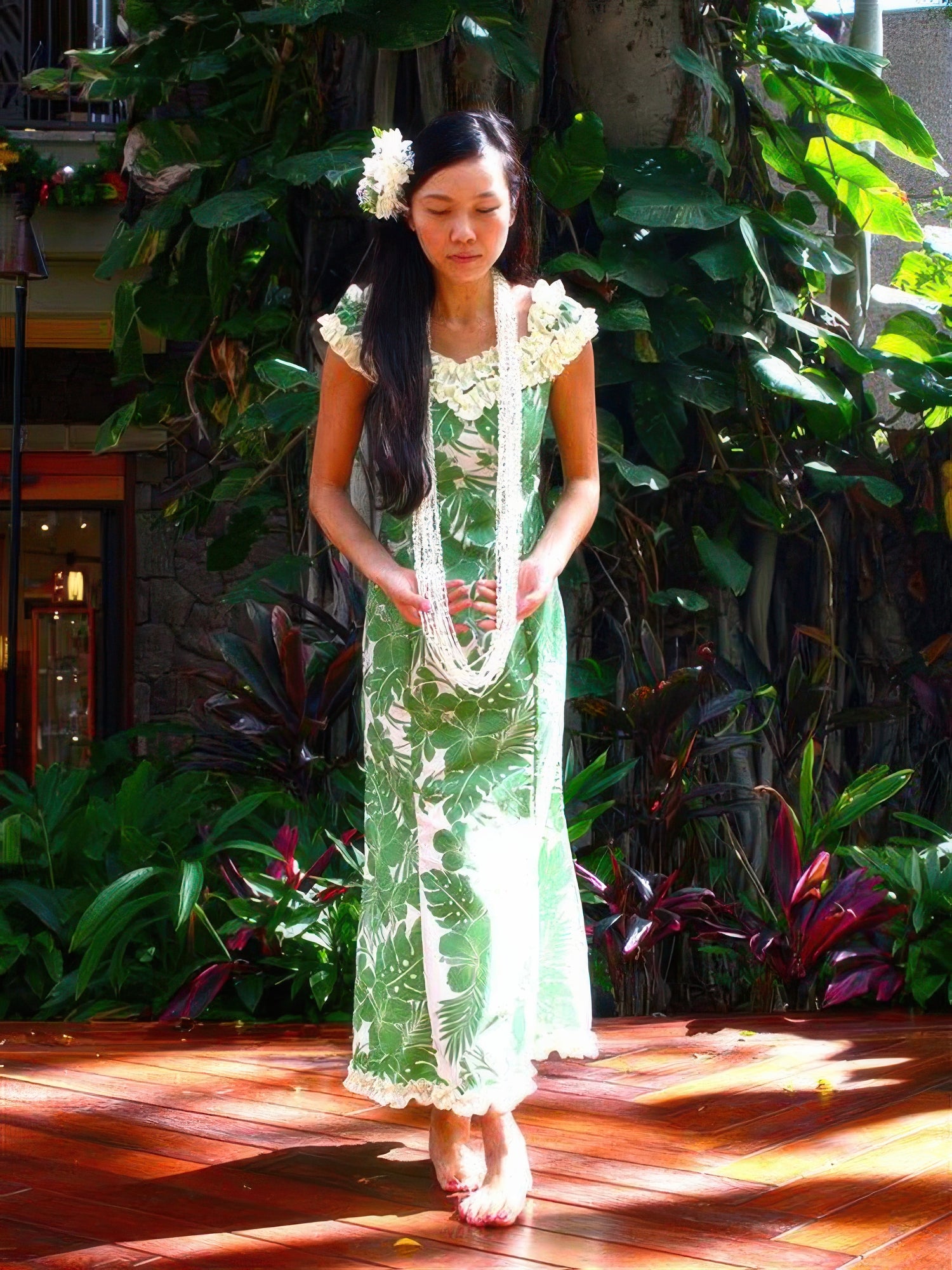 Royal Hawaiian Creations - Hibiscus Panel Green Hawaiian Nahenahe
